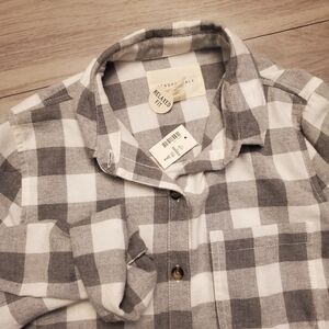 Aeropostale Button Down Shirt Womans Small Gray Plaid Check NEW